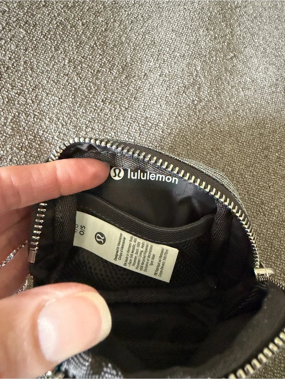 NWT lululemon athletica nano Metallic Black Glitter Cosmetic Pouch